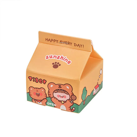 Cute Animals Milk Carton Shape Note Pads Memo Non-sticky Tear Off Cartoon Notepads Customized
