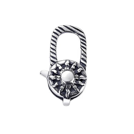 Antique Silver Sterling Sun Flower Clasp 925 Lobster Claw Clasps Oxidized Silver Pendant Clasp for DIY Jewellery Making
