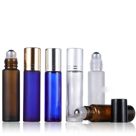 10ml Eco-friendly Clear Glass Portable Perfume Roll on Bottle Gold Stamping Customizable Printing for Essential Oils Stocked