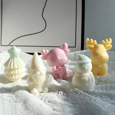 Home Christmas Decoration DIY Christmas Tree Silicone Candle Mold 3D Snowman Santa Claus Silicone Soap Wax Mold