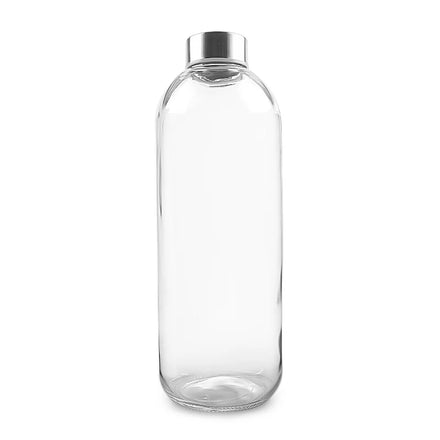 1000ml 32oz Clear Glass Sport Water Bottle with Stainless Steel Lid