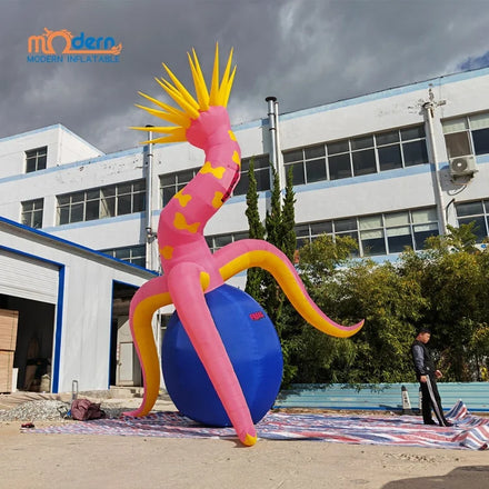 Modern Giant 6m High Sea Anemone Inflatable Advertising Flower RGB LED Lights Remoter Control Customized Colors 210D Oxford