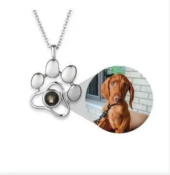 Customize Pet Dog Paw Pendant Charms Necklace I Love You Projection Necklace Collar De 100 Idiomas