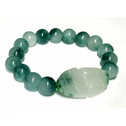 Chinese Topaz Natural Green Jade Beads PiXiu Bangles Feng Shui Lucky Wealth Pixiu Bracelet