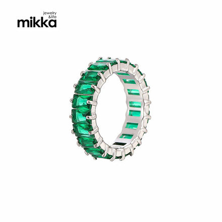 Fashion Shiny Stainless Steel Gold Plated Micro-inlaid Square Zircon Rings Rectangle Crystal Rings