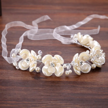Bridal Tiara White Plastic Flowers Hairband Bridal Headband Hair Accessories