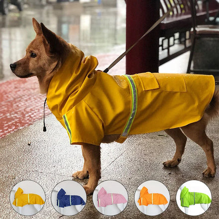 Hoodie Safe Reflective Waterproof Pet Dog Raincoat Yellow Windproof and Waterproof Pet Raining Jacket Large Dog Raincoat for Dog