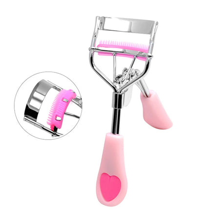 Professional Eyelash Curler With Comb Tweezers Curling Eyelash Clip Cosmetic Eye Beauty Tool pink Eyelash Curler