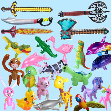 Cute Inflatable Animal Toys for Kids Inflated Pirate Sword Knife Party Accessories Unicorn Dinosaur Flamingo Pool Beach Balloon