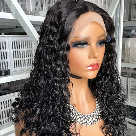 Wholesale Curly Transparent Virgin Hair Wig 180% Density Brazilian Virgin Hair 13x1 T Lace Frontal Human Hair Wigs for Black