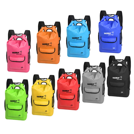 Manufacture Custom 500D PVC Tarpaulin 25L Backpack Drybag Waterproof Dry Sack Bag for Kayaking Hiking Camping Snorkeling