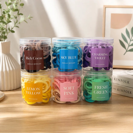 50pcs/Box Seamless Hair Ties Pastel Elastic Hair Bands Ponytail Holders Soft Towel Hair Rings for Girls Hair Accessories