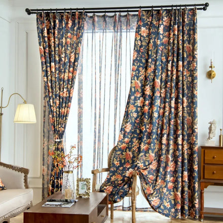 Factory Direct Sale Floral Print Blackout Curtain Fabric American Style for Bedroom and Balcony Curtain Fabric