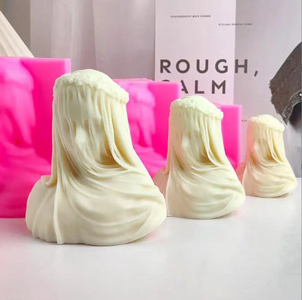 HY 3D Modern Abstract Art Soap Wax 3D Veil Girl Candle Mold
