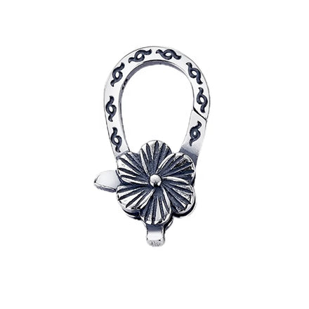 Wonderfit Handmade Flower Shape Silver Clasp Oxidized Sterling 925 Lobster Claw Clasps for Bracelet End Connecting