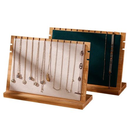 Large Solid Detachable Bamboo Necklace Bracelet Chain Jewelry Holder Stand Organizer Rack
