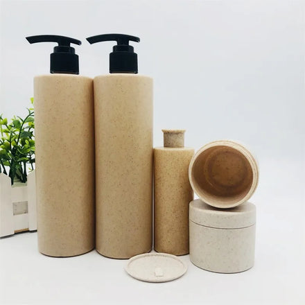250ml 30ml Lotion Shampoo Biodegradable Plastic Foam Pump Eco Friendly Custom Container Wheat Straw Cosmetic Jar Bottle