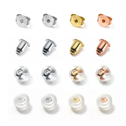 Hot Selling 925 Sterling Silver Gold Plating Silicone Earring Closure Stoppers Accessories Fittings Bowknot Ear Plug A0001
