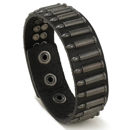 BINSHUO 2022 Wholesale Hip Hop Mens Jewelry Love Custom Friendship Bracelets Alloy Bullet Wide Leather Couples Bracelet