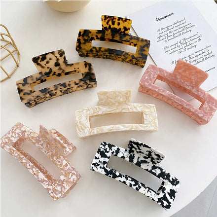 Wholesale Jumbo 13cm extra Large Clips Flat square Thick Hair Claws Accessories Custom Big Cellulose Acetate Claw Clip for Women