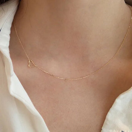 Simple Cute Fashion Pure 925 Sterling Silver Thin Snake Chain Pendant Necklace Trendy Hollow Heart for Women's Wedding Jewelry
