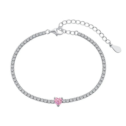 Charm Jewelry Accessories S925 Silver Rhodium Plated 5A Grade Cubic Zirconia Classic Tennis Bracelet Bangles for Women