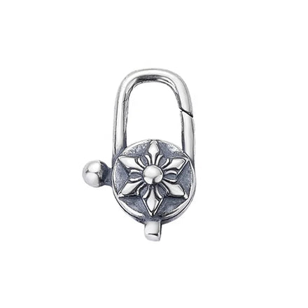Oxidized Sterling Silver 925 Big Lobster Claw Clasps Both Side Design Flower Lock for Bracelet Necklace Jewelry