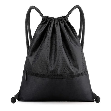 Waterproof Gym Swim Drawstring Backpack Bag Draw String Back Sack with Zip Pocket for Men Women