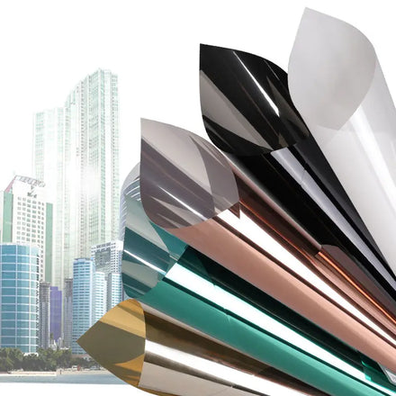 Self-Adhesive One-Way Mirror Window Tint 60 CM Home Privacy Glass Film Sticker Silver Grey Blue Decorative Building Window Film