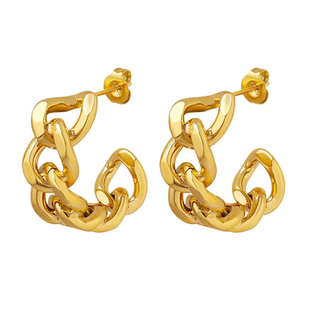 New Version Fashion Hollow Out C-shaped Chain Design Earrings Stainless Steel Earrings