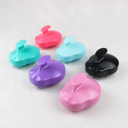 Soft Silicone Bristles Nondisposable Round Compact Paddle Scalp Massage Brush for Hair Washing & Exfoliation Shampoo Scrubber