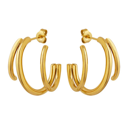 Hot Selling Women's Stainless Steel Metal Earrings Trendy Diamond-Incrustrated Wedding Accessories Versatile Fashion Wholesale