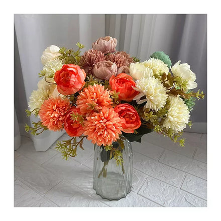 7-fork Autumn Peony and Chrysanthemum Combination Decoration Mariage Artificial Flowers Decorative