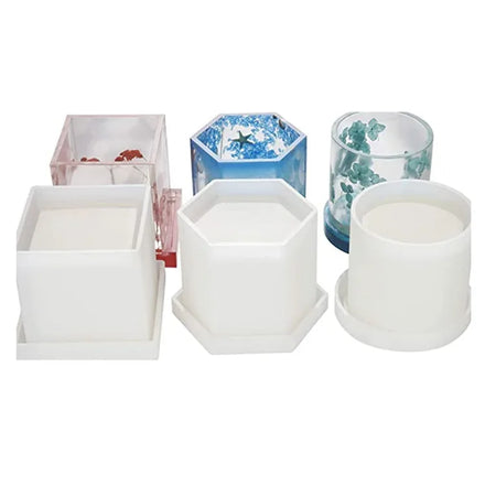 Planter Pot Mold Coaster Silicone Mold Pen Holder Custom Logo Moulds Big Hexagon Cylinder Eco-Friendly Flexible Resin 10pcs