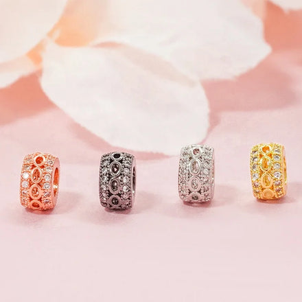 Vintage Bling Gold/Silver Plated Fashionable Findings Zircon Spacers Beads for Jewelry DIY Making Bracelets