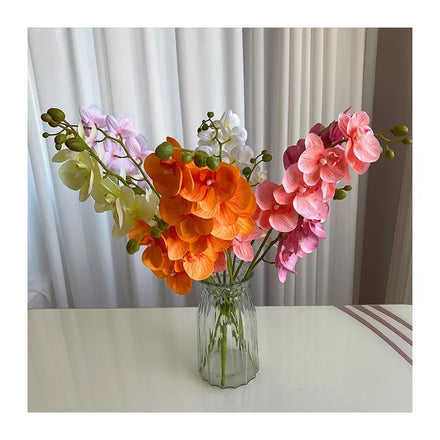 Double-fork 12-head Fabric Phalaenopsis Decoration Mariage Artificial Flowers Decorative