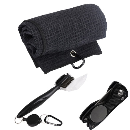 Hot Sale Custom Logo Golf Gift Set Double-Sided Putter Club Brush Divot Repair Tool with Microfiber Waffle Towel Ball Marker