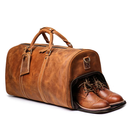 Wholesale Travel Overnight Weekend Sports Gym Duffel Carry on Bag Handmade Custom Leather Duffle Bags for Men