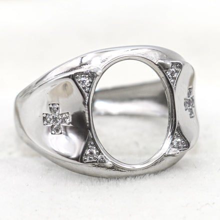 Sterling Silver 11*14mm Semi Mount Men's Ring Frame Empty Blank Claw Setting S925 Base Holder Without Center Stone for DIY Inlay