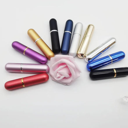 Empty 5ml Matte Pink Mini Bottom Refillable Aluminum Atomizer Perfume Spray Bottle Travel Pocket Parfum Gift Cosmetic Container