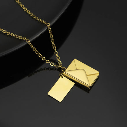 Personalized Stainless Steel Envelope Locket Pendant Necklace Engraving Hidden Love Letter Secret Message Party Gift Jewelry