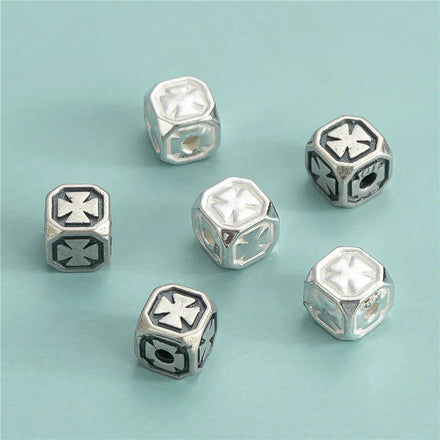 Vintage 925 Sterling Silver Cross Square Spacer Beads for Diy Bracelet Necklace Jewelry Making Accessories
