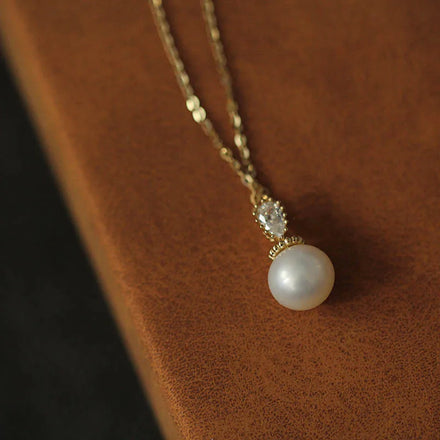 Elegant Retro Fashion Pure 925 Sterling Silver Clavicle Chain Single Pearl Pendant Necklace for Women Jewelry