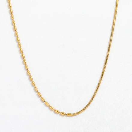 Fenny High Quality Fashion Gold Rice Beads Snake Trendy Chain Mixed Chain Necklace Stainless Steel Jewelry Wholesale