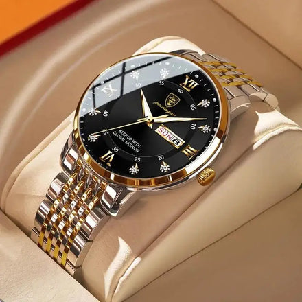 POEDAGAR 836 New Casual Chronograph Men's Watches Stainless Steel Band Business Quartz Wristwatch With Luminous Pointers