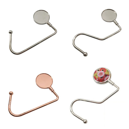 Custom Logo Blank Sublimation Print Handbag Hooks Portable Metal Table Bag Hook Hanger Accessories China OEM Brand