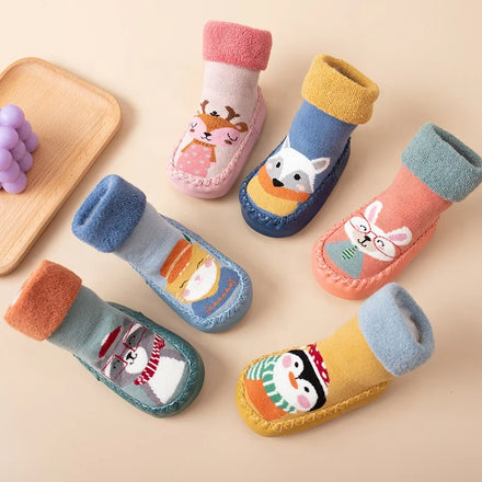 Wholesale Winter Thick Terry Slipper Socks Baby Toddler Non Slip Floor Shoe Socks With Grips for Kids