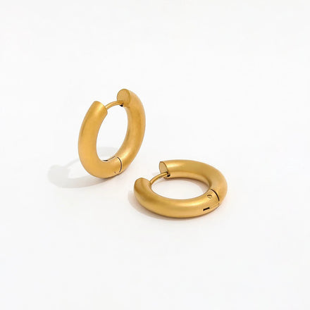 Fenny 18K Gold-plated High Sense Versatile Matte Surface Simple Hoop Earring Wholesale Stainless Steel Ladies Jewelry