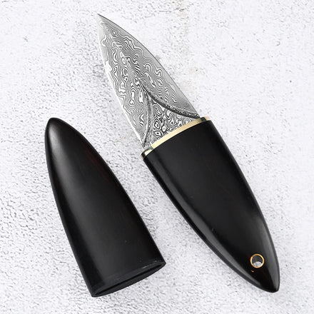 Unique New Product Mini Pocket Knife with Knife Cover Damascus Steel Tea Pocket Knives Exquisite Pattern