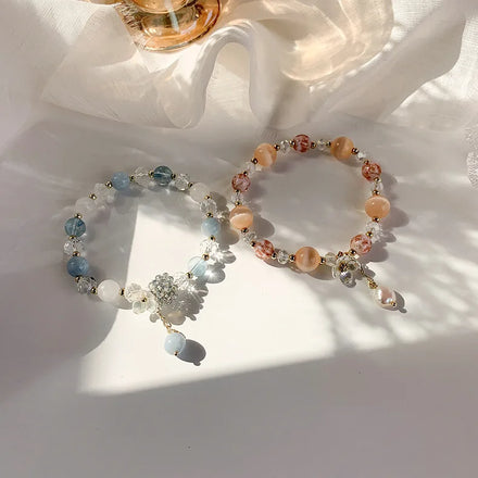 Wholesale Crystal Stone Bracelet Gold Plated Bangle Bracelets Cute Adjustable Children Beaded Bracelet for Ladies Gifts